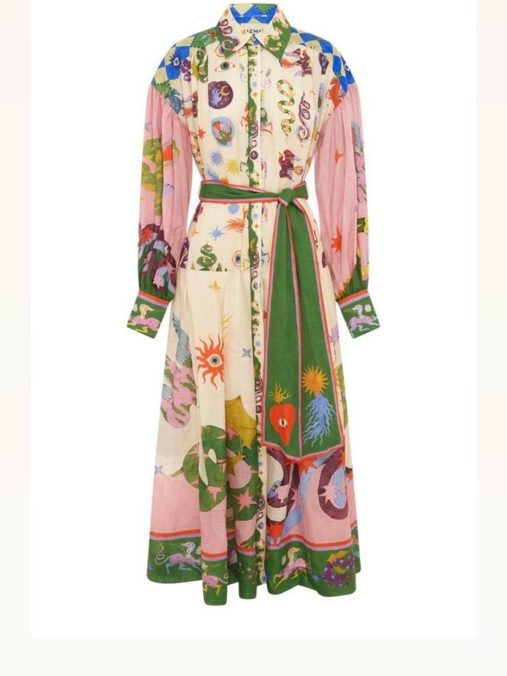 Alemais seeker balloon sleeve midi shirt dress